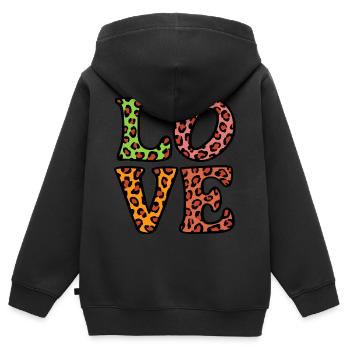 Signe de paix Amour des années 60 des années 70 Costume Groovy Hippie - Sweat Premium à capuche zippé enfant bio - noir - Dos - AI Model Kid Male (0cm)