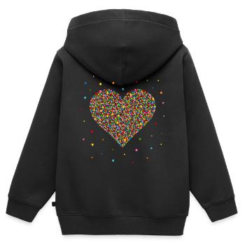 Konfetti Herz - Kinder Premium Organic Zip Hoodie - Schwarz - Hinten - AI Model Kid Male (0cm)