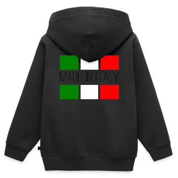 Made in Italy Logo - Sweat Premium à capuche zippé enfant bio - noir - Dos - AI Model Kid Male (0cm)