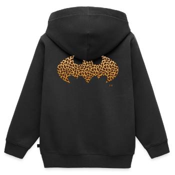 Batman Logo Léopard - Sweat Premium à capuche zippé enfant bio - noir - Dos - AI Model Kid Male (0cm)