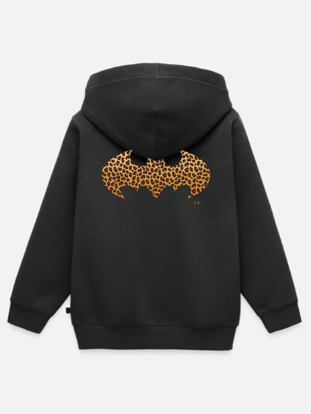 Batman Leoprint Logo - Kinder Premium Organic Zip Hoodie - Schwarz