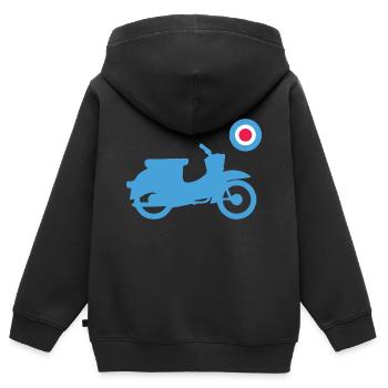 Schwalbe Mod Great Britain Style - Kinder Premium Organic Zip Hoodie - Schwarz - Hinten - AI Model Kid Male (0cm)