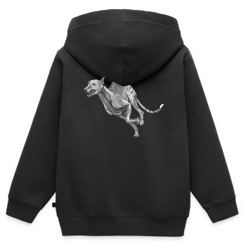 Lévrier - Sweat Premium à capuche zippé enfant bio - noir - Dos - AI Model Kid Male (0cm)