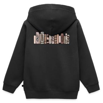 Braune Pastellbücher - Kinder Premium Organic Zip Hoodie - Schwarz - Hinten - AI Model Kid Male (0cm)