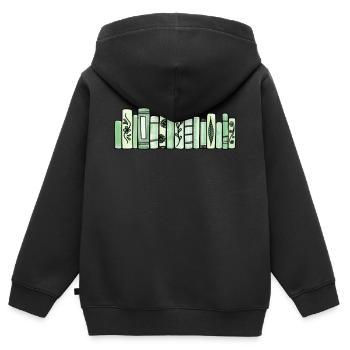 Grüne Pastellbücher - Kinder Premium Organic Zip Hoodie - Schwarz - Hinten - AI Model Kid Male (0cm)