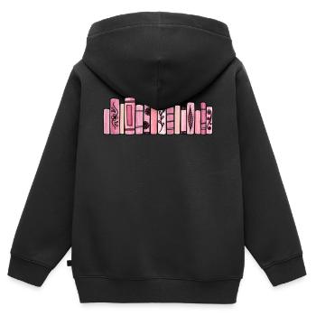 Rosa Pastellbücher - Kinder Premium Organic Zip Hoodie - Schwarz - Hinten - AI Model Kid Male (0cm)