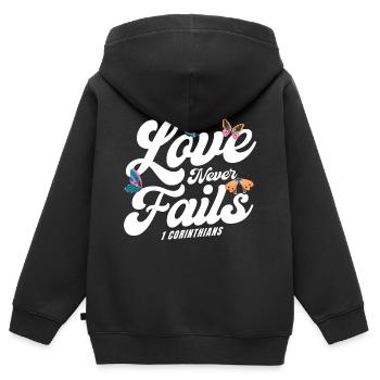 Christlich Religiös Bibelvers Geschenk - Kinder Premium Organic Zip Hoodie - Schwarz - Hinten - AI Model Kid Male (0cm)