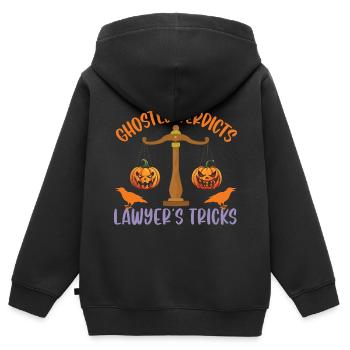 Jugements fantomatiques L’avocat trompe l’avocat Hallowe - Sweat Premium à capuche zippé enfant bio - noir - Dos - AI Model Kid Male (0cm)