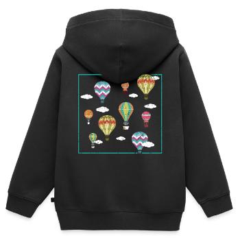 Heißluftballon-Liebhaber Ballonfahrt Luftschiffer - Kinder Premium Organic Zip Hoodie - Schwarz - Hinten - AI Model Kid Male (0cm)