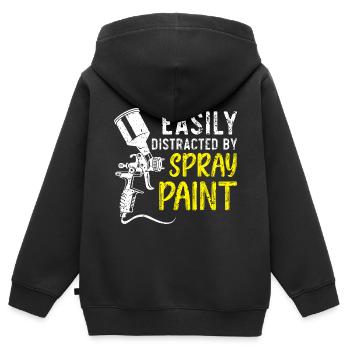 Sand Tape Spray Repeat Car Body Painter - Sweat Premium à capuche zippé enfant bio - noir - Dos - AI Model Kid Male (0cm)