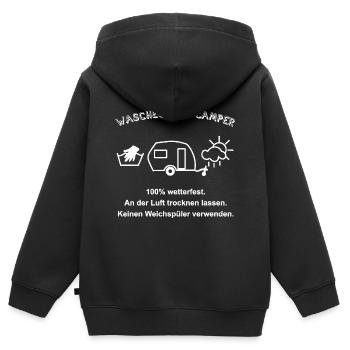 true camper - Kids Premium Organic Zip-up Hoodie - black - Back - AI Model Kid Male (0cm)