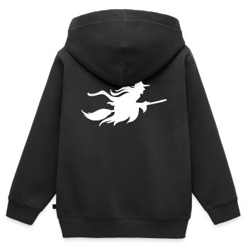 Hexe - Kinder Premium Organic Zip Hoodie - Schwarz - Hinten - AI Model Kid Male (0cm)