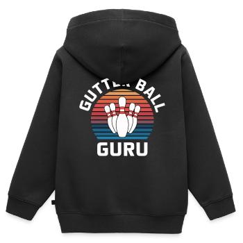 Gutter Ball Guru 15 - Kinder Premium Organic Zip Hoodie - Schwarz - Hinten - AI Model Kid Male (0cm)
