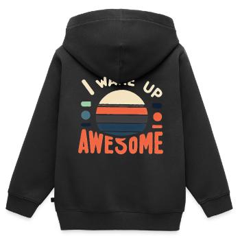 I Wake Up Awesome 12 - Kinder Premium Organic Zip Hoodie - Schwarz - Hinten - AI Model Kid Male (0cm)