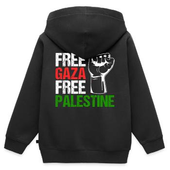 Free Gaza Free Palestine Palestine Palestine Liberté - Sweat Premium à capuche zippé enfant bio - noir - Dos - AI Model Kid Male (0cm)