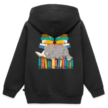 Elephant Lovers Wildlife Safari Zookeeper Büche - Kids Premium Organic Zip-up Hoodie - black - Back - AI Model Kid Male (0cm)