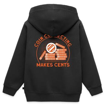 Collection de pièces Collection de pièces Collection de pièces de monnaie Numismatique - Sweat Premium à capuche zippé enfant bio - noir - Dos - AI Model Kid Male (0cm)