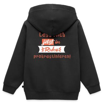 Lass mich! - Kinder Premium Organic Zip Hoodie - Schwarz - Hinten - AI Model Kid Male (0cm)