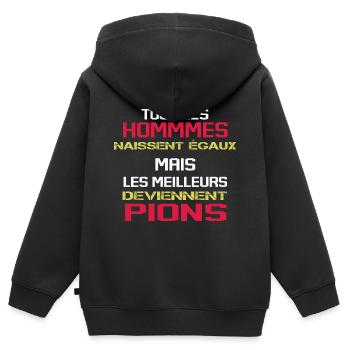 Pion Surveillant Collège Lycée Cadeau Humour - Sweat Premium à capuche zippé enfant bio - noir - Dos - AI Model Kid Male (0cm)