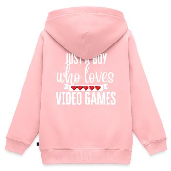 Aimer les jeux vidéo - Sweat Premium à capuche zippé enfant bio - rose - Dos - AI Model Kid Female (0cm)