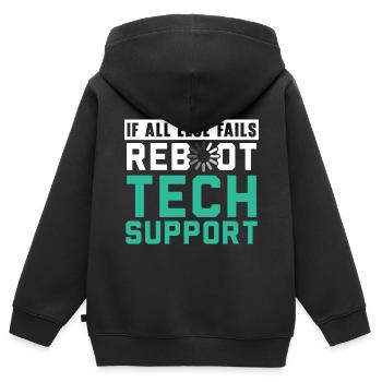 Si tout le reste échoue, redémarrez le support technique - Sweat Premium à capuche zippé enfant bio - noir - Dos - AI Model Kid Male (0cm)