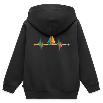 Segelboot Heartbeat Segelboot - Kinder Premium Organic Zip Hoodie - Schwarz - Hinten - AI Model Kid Male (0cm)