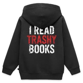 I Read Trashy Books 13 - Kinder Premium Organic Zip Hoodie - Schwarz - Hinten - AI Model Kid Male (0cm)