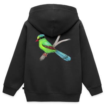 Dessin vert de crayon de pie - Sweat Premium à capuche zippé enfant bio - noir - Dos - AI Model Kid Male (0cm)