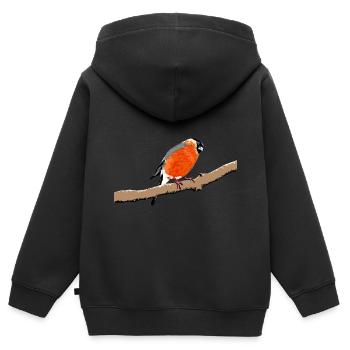 Bouvreuil / Bouvreuil - Sweat Premium à capuche zippé enfant bio - noir - Dos - AI Model Kid Male (0cm)