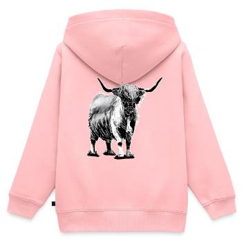 Bovins Highland sw - Sweat Premium à capuche zippé enfant bio - rose - Dos - AI Model Kid Female (0cm)