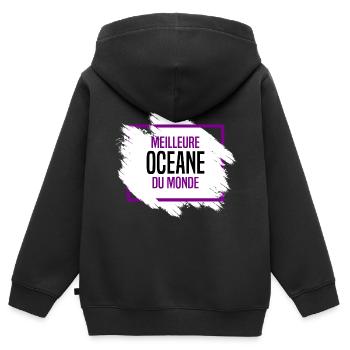 Océane - Sweat Premium à capuche zippé enfant bio - noir - Dos - AI Model Kid Male (0cm)