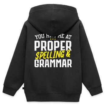 Ils m’ont eu à l’orthographe et Grammati - Sweat Premium à capuche zippé enfant bio - noir - Dos - AI Model Kid Male (0cm)
