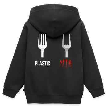 Gabel Plastic Metal Musik - Kinder Premium Organic Zip Hoodie - Schwarz - Hinten - AI Model Kid Male (0cm)