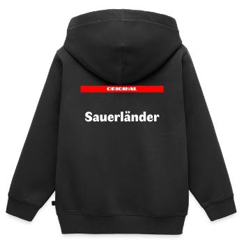 Sauerländer - Kinder Premium Organic Zip Hoodie - Schwarz - Hinten - AI Model Kid Male (0cm)