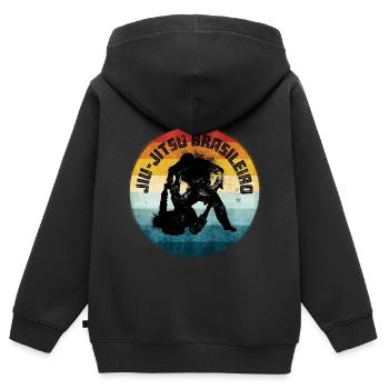 BJJ Brazilian Jiu Jitsu - Kinder Premium Organic Zip Hoodie - Schwarz - Hinten - AI Model Kid Male (0cm)