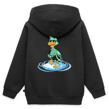Ente lustig cool - Kinder Premium Organic Zip Hoodie - Schwarz - Hinten - AI Model Kid Male (0cm)