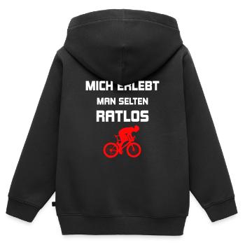 Fahrrad - Kinder Premium Organic Zip Hoodie - Schwarz - Hinten - AI Model Kid Male (0cm)