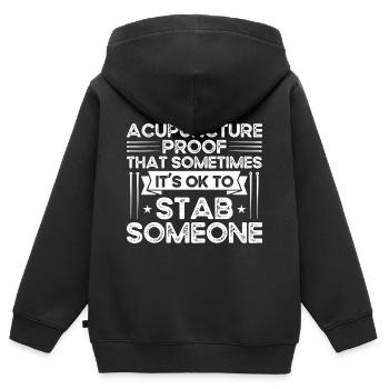 Acupuncteur Médecine Alternative Médecine Chinoise - Sweat Premium à capuche zippé enfant bio - noir - Dos - AI Model Kid Male (0cm)