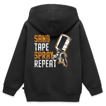 Je serai dans la cabine et le peintre de carrosserie - Sweat Premium à capuche zippé enfant bio - noir - Dos - AI Model Kid Male (0cm)