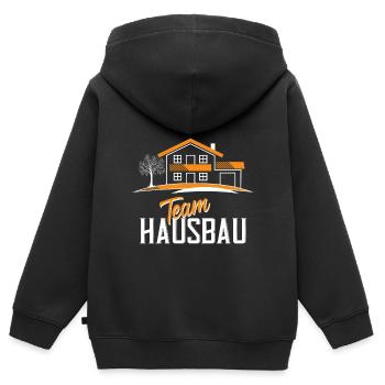 Team Hausbau - Kinder Premium Organic Zip Hoodie - Schwarz - Hinten - AI Model Kid Male (0cm)