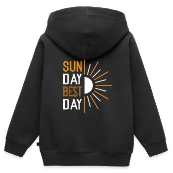 Dimanche Meilleur Jour - Sweat Premium à capuche zippé enfant bio - noir - Dos - AI Model Kid Male (0cm)
