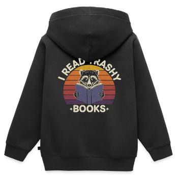 I Read Trashy Books 18 - Kinder Premium Organic Zip Hoodie - Schwarz - Hinten - AI Model Kid Male (0cm)