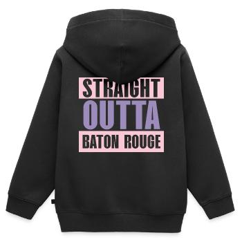 Straight Outta Baton Rouge Baton Baton Twirling - Sweat Premium à capuche zippé enfant bio - noir - Dos - AI Model Kid Male (0cm)
