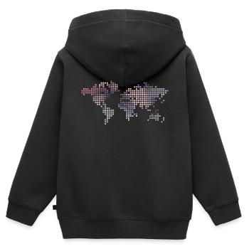 Weltkarte Vierecke - Kinder Premium Organic Zip Hoodie - Schwarz - Hinten - AI Model Kid Male (0cm)