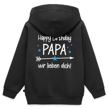 Happy Birthday Papa! Papa Geburtstag - Kinder Premium Organic Zip Hoodie - Schwarz - Hinten - AI Model Kid Male (0cm)