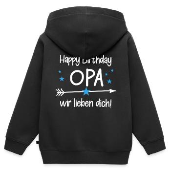 Happy Birthday Opa! Opa Geburtstag - Kinder Premium Organic Zip Hoodie - Schwarz - Hinten - AI Model Kid Male (0cm)
