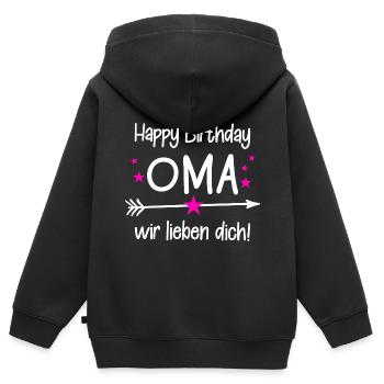 Happy Birthday Oma / Oma Geburtstag - Kinder Premium Organic Zip Hoodie - Schwarz - Hinten - AI Model Kid Male (0cm)
