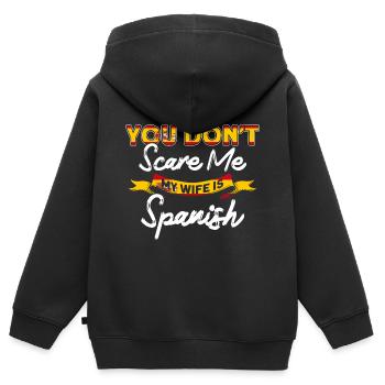 Drapeau espagnol Cadeau racines espagnoles - Sweat Premium à capuche zippé enfant bio - noir - Dos - AI Model Kid Male (0cm)