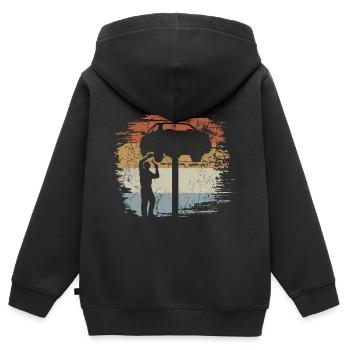 Car Mechanic - Workshop - Mechanic - Kids Premium Organic Zip-up Hoodie - black - Back - AI Model Kid Male (0cm)