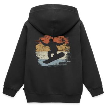 Snowboard, Halfpipe, Sports d’hiver, Ski - Sweat Premium à capuche zippé enfant bio - noir - Dos - AI Model Kid Male (0cm)